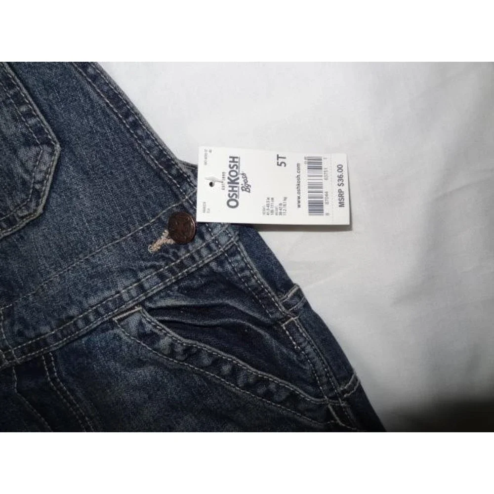 Boys OshKosh One-Piece Brooklyn overall conductor Bib Blue Jeans 18M - Picture 8 of 9